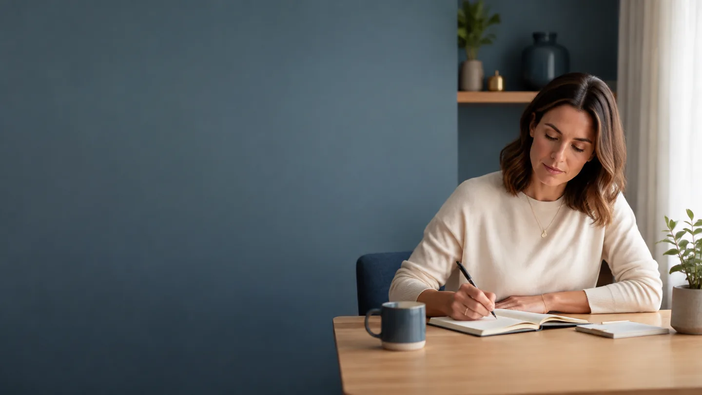 An adult preparing questions in a notebook before a consultation